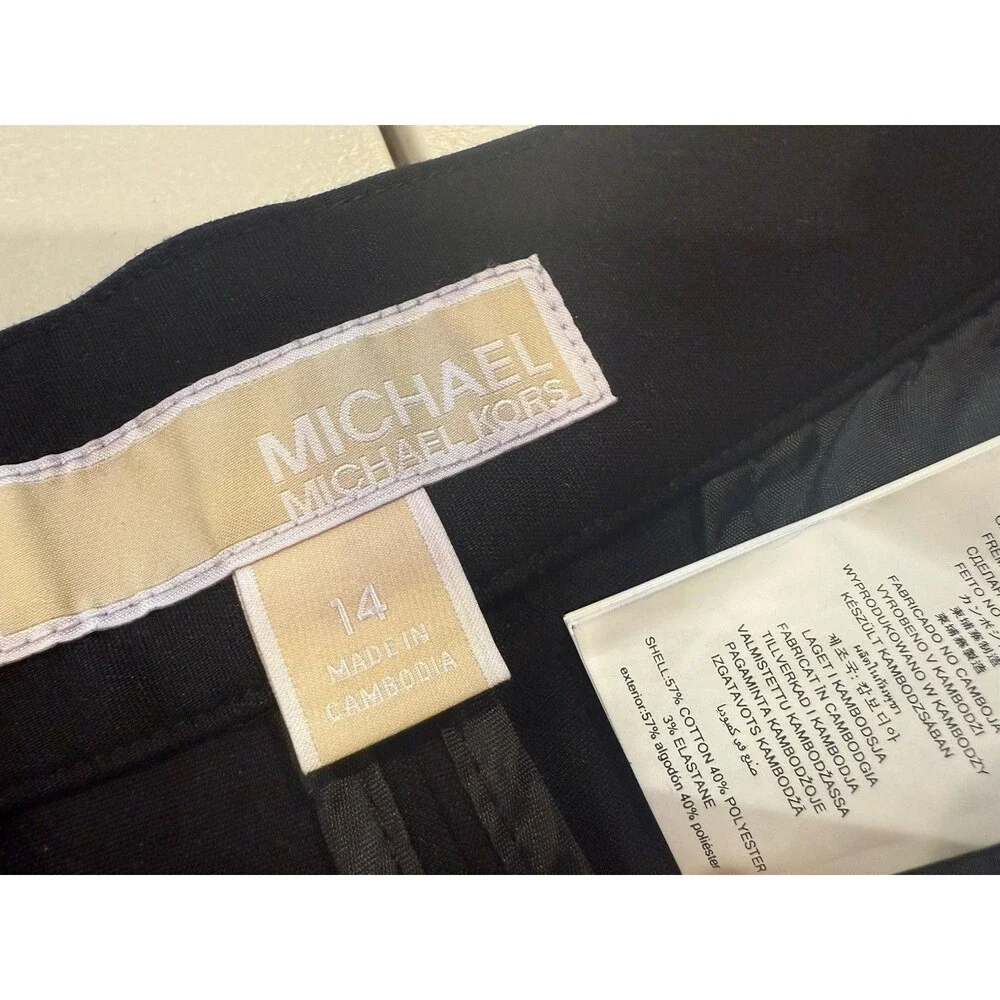 Michael Kors Dress Pants Womens 14 Blk Wide Leg Quiet Luxury Minimal Work Travel